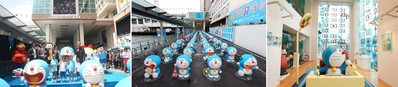 主辦單位海港城置業(yè)有限公司零售租務部總經理李麗儀小姐、國際影業(yè)有限公司總監(jiān)近藤 努先生、策展單位AllRightsReserved總監(jiān)SK Lam、香港日本總領事館広報文化部部長 菊地 斉先生及一眾多啦A夢故事人物一起出席開幕活動。