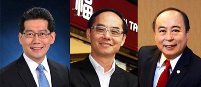 (左起) 香港特別行政區(qū)商務(wù)及經(jīng)濟(jì)發(fā)展局局長蘇錦梁先生、周大福珠寶集團(tuán)有限公司董事總經(jīng)理黃紹基先生、六福集團(tuán)主席及行政總裁黃偉常先生